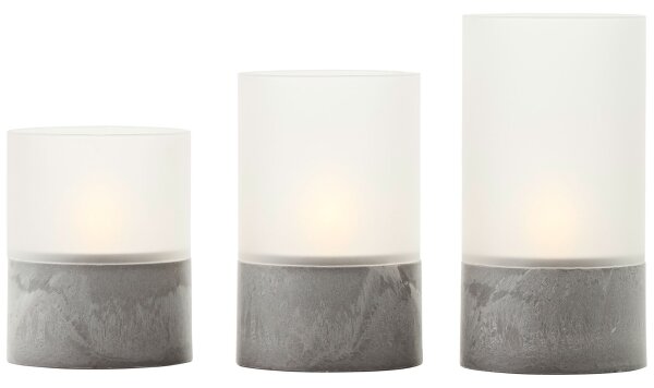 Brilliant - Set da 3 candele LED BOUGIE LED/2xAA IP44 grigie/bianche