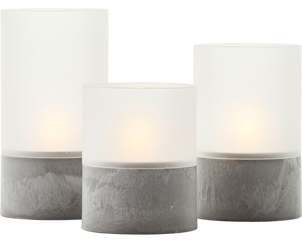 Brilliant - Set da 3 candele LED BOUGIE LED/2xAA IP44 grigie/bianche