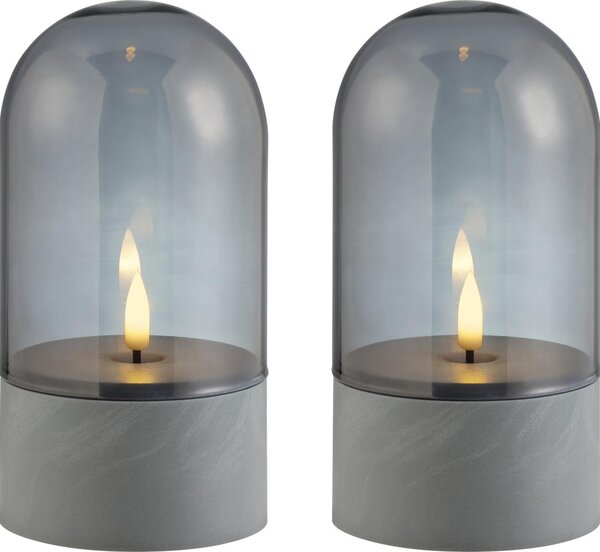 Brilliant - Set di 2 candele LED ILLUSION LED/2xAA IP44 grigio/nero fumé