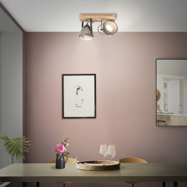 Brilliant - Faretto CARMEN WOOD 2xGU10/5W/230V eucalipto