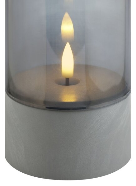 Brilliant - Set di 2 candele LED ILLUSION LED/2xAA IP44 grigio/nero fumé