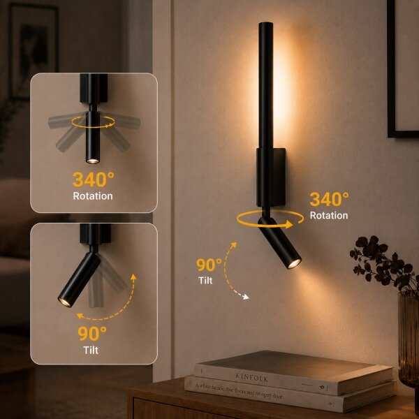 Brilagi - Faretto da parete LED VIXON LED/3W/230V + LED/5W nero CRI 90
