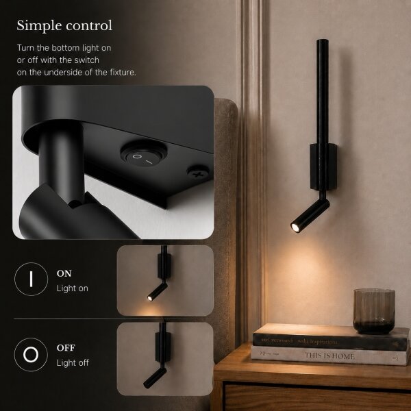Brilagi - Faretto da parete LED VIXON LED/3W/230V + LED/5W nero CRI 90