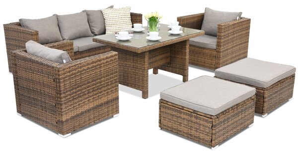 Mobili da giardino in rattan Roma Apetito 5 + 2 pouf Garden Point marrone