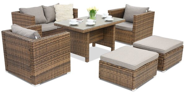 Mobili da giardino in rattan Roma Apetito 4 + 2 pouf Garden Point marrone
