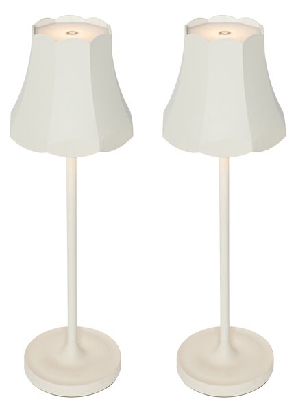 Set di 2 lampade da tavolo retrò bianco spento ricaricabili IP44 - Granny