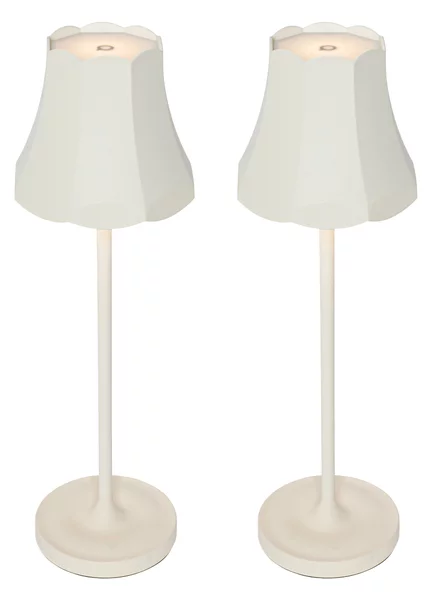 Set di 2 lampade da tavolo retrò bianco spento ricaricabili IP44 - Granny