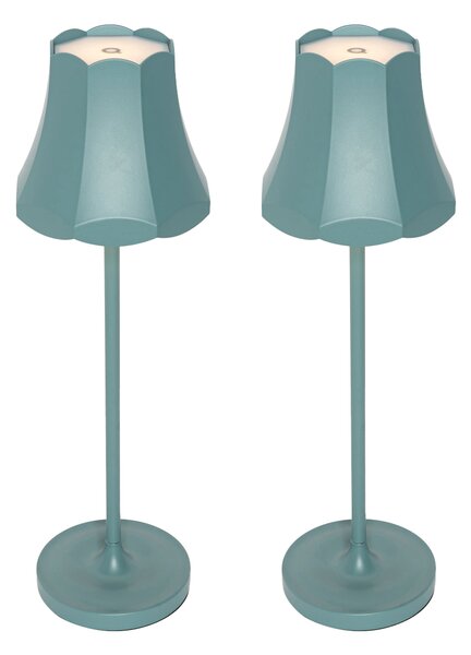 Set di 2 lampade da tavolo retrò blu minerale ricaricabili IP44 - Granny