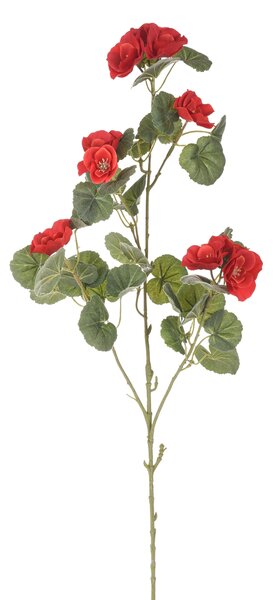 Set 4 Rami Artificiali di Begonia con Fiori Altezza 77 cm Rosso