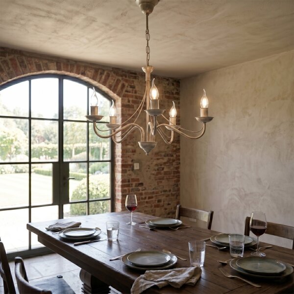 Lampadario a catena ANTON 5xE14/60W/230V bianco patinato