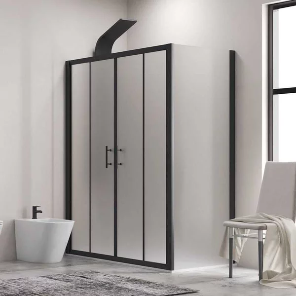 Box doccia 70x200 doppio scorrevole telaio nero vetro piumato | KFN6000SN - KAMALU