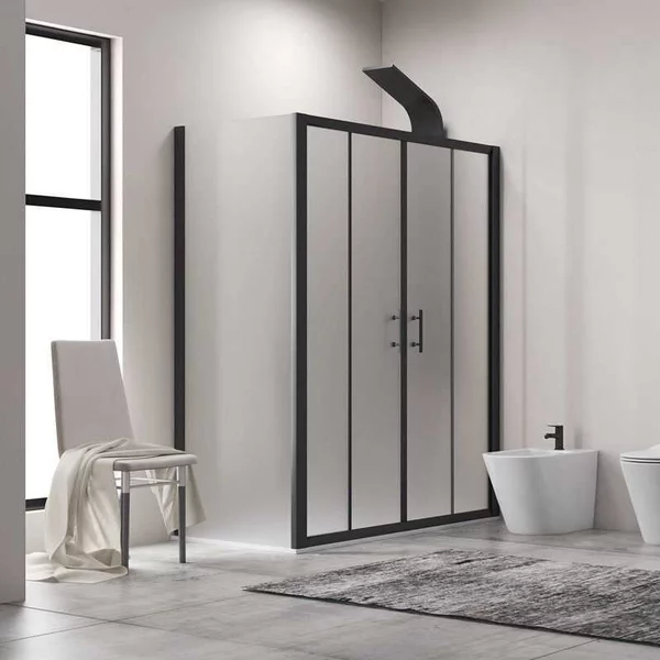 Box doccia 70x190 doppio scorrevole telaio nero vetro piumato | KFN6000SN - KAMALU