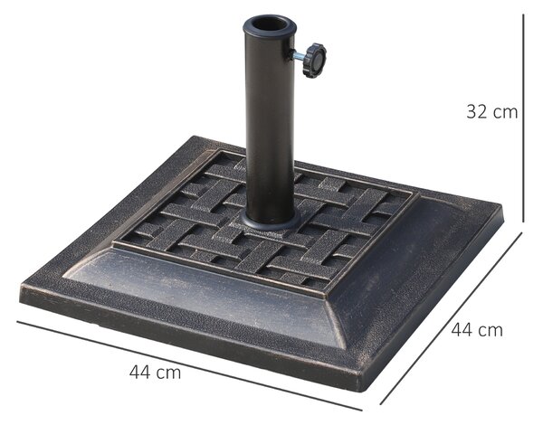 Outsunny Basamento Ombrellone da Giardino, Resina e Acciaio, Stile Vintage, 44x44x32cm, Design Antico, Nero e Bronzo|Aosom