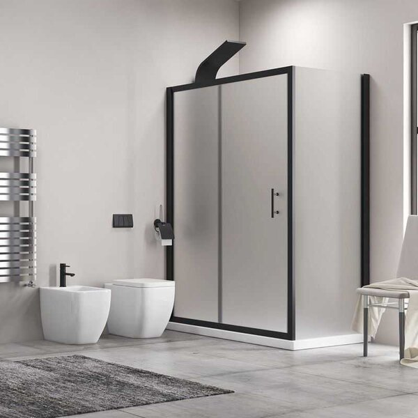 Kamalu box doccia vetro piumato 70x110 telaio nero opaco | kfn5000sn