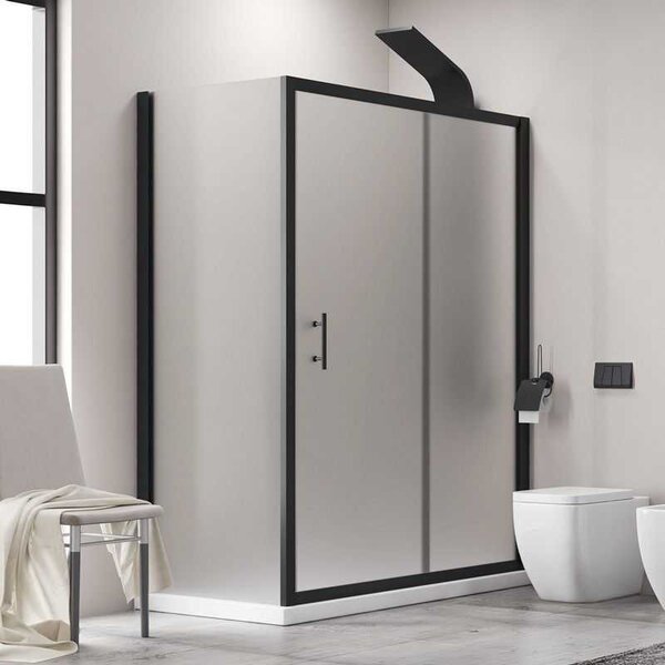 Kamalu box doccia vetro piumato 70x110 telaio nero opaco | kfn5000sn