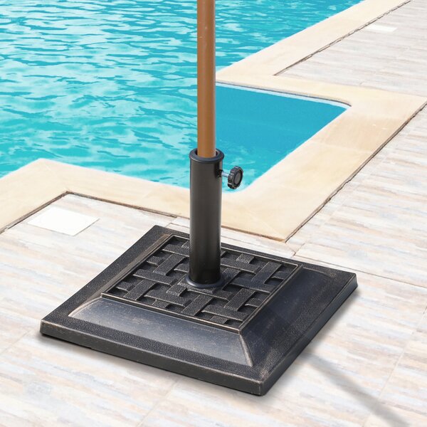 Outsunny Basamento Ombrellone da Giardino, Resina e Acciaio, Stile Vintage, 44x44x32cm, Design Antico, Nero e Bronzo|Aosom