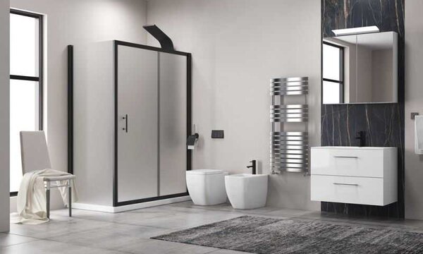 Kamalu box doccia vetro piumato 70x110 telaio nero opaco | kfn5000sn