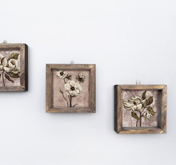 Set di 3 dipinti murali vintage, 15 x 15 cm - Evila Originals