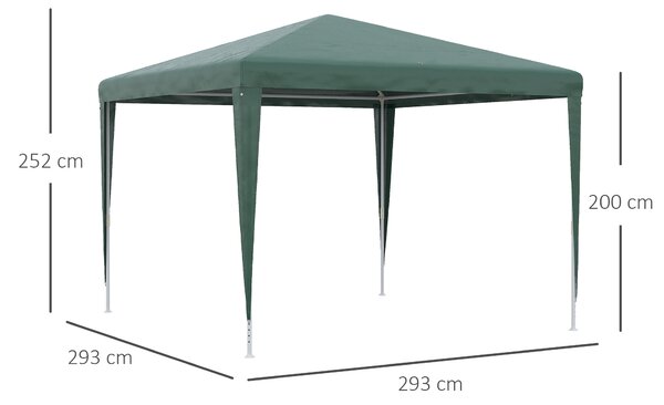 Outsunny Gazebo da Giardino 3x3 m Pieghevole e Portatile con Copertura Anti UV, Verde