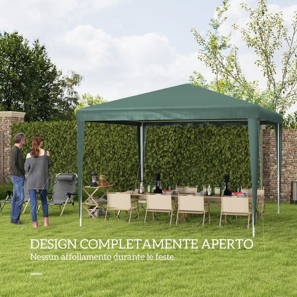 Outsunny Gazebo da Giardino 3x3 m Pieghevole e Portatile con Copertura Anti UV, Verde