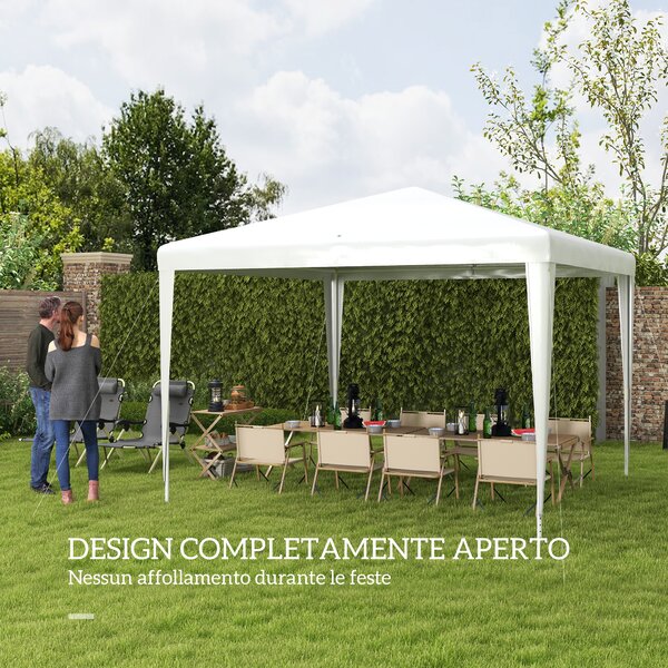 Outsunny Gazebo da Giardino 3x3 m Pieghevole e Portatile con Copertura Anti UV, Bianco
