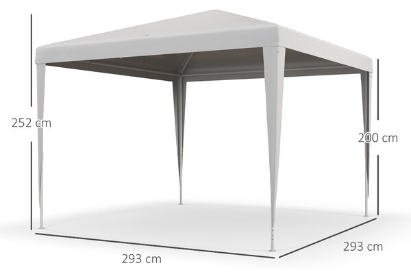 Outsunny Gazebo da Giardino 3x3 m Pieghevole e Portatile con Copertura Anti UV, Bianco