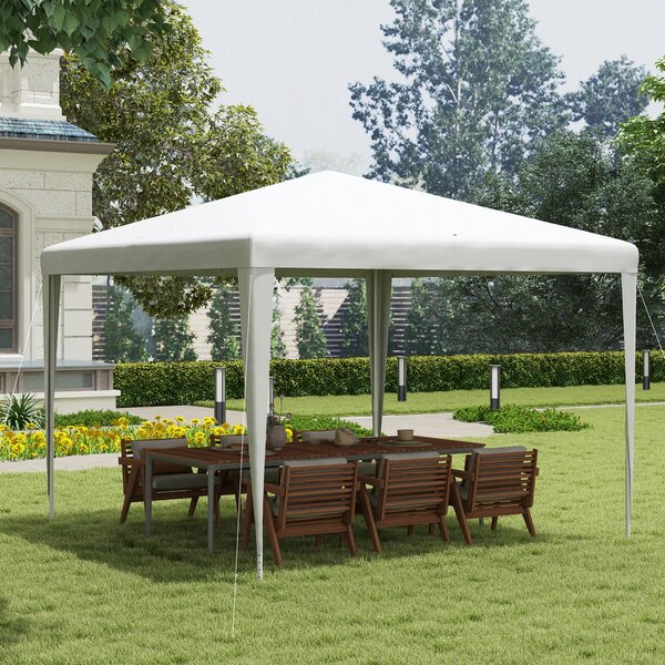 Outsunny Gazebo da Giardino 3x3 m Pieghevole e Portatile con Copertura Anti UV, Bianco