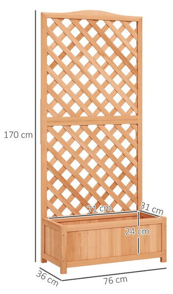 Outsunny Fioriera con Traliccio per Rampicanti e Fondo Ampio, in Legno di Abete, 76x36x170 cm, Marrone