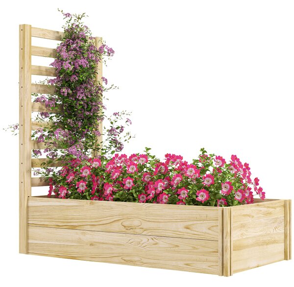 Outsunny Fioriera con Traliccio per Rampicanti e Fondo Aperto, in Legno di Abete, 115x60x110 cm, color Legno