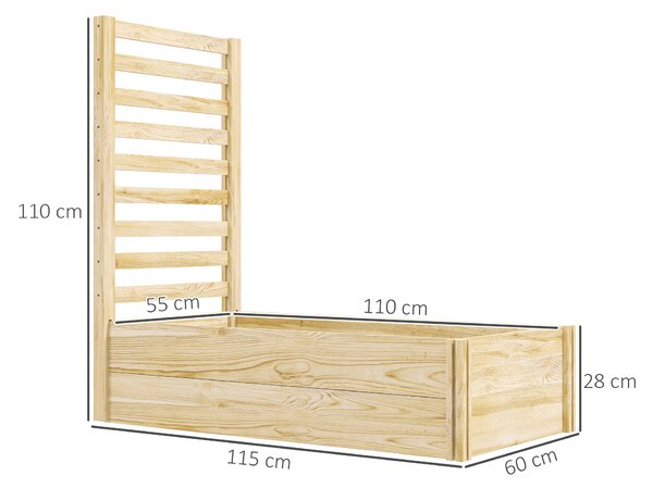 Outsunny Fioriera con Traliccio per Rampicanti e Fondo Aperto, in Legno di Abete, 115x60x110 cm, color Legno