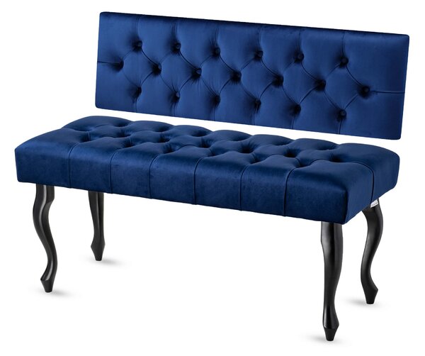 Panca con pannello murale trapuntato CHESTERFIELD NAVY BLUE