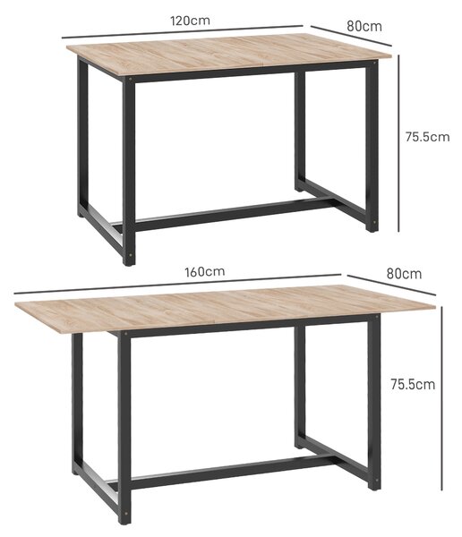 HOMCOM Tavolo da Pranzo Allungabile per 4-6 Persone in Stile Industriale con Piano in Legno e Struttura in Acciaio Resistente e Design Moderno|Aosom