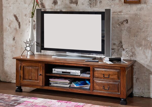 Mobile TV in legno di Sheesham / palissandro 175x50x52 marrone laccato NEW BOSTON #207