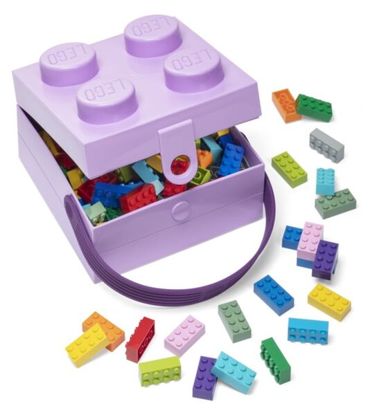 Scatola portaoggetti viola con maniglia - LEGO®