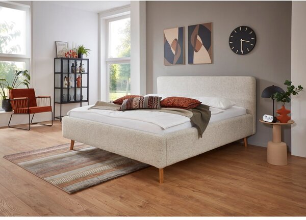 Letto matrimoniale imbottito beige con contenitore con rete inclusa 180x200 cm Mattis – Meise Möbel