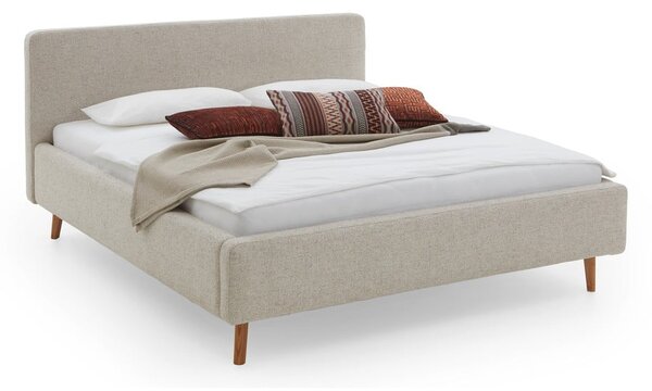 Letto matrimoniale imbottito beige con contenitore con rete inclusa 180x200 cm Mattis – Meise Möbel