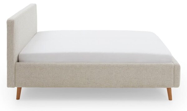 Letto matrimoniale imbottito beige con contenitore con rete inclusa 180x200 cm Mattis – Meise Möbel