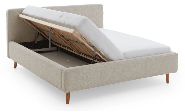 Letto matrimoniale imbottito beige con contenitore con rete inclusa 180x200 cm Mattis – Meise Möbel