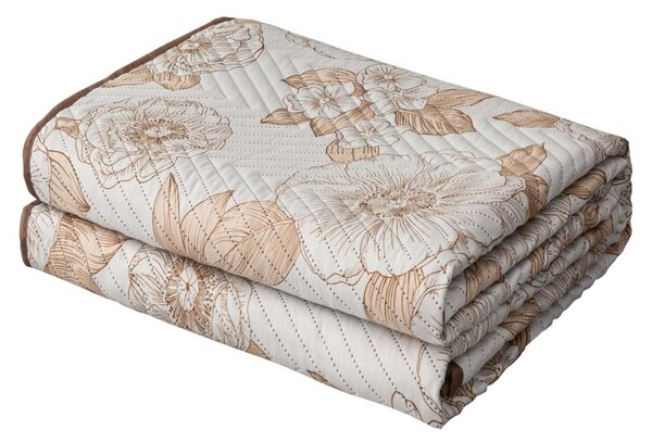 Copriletto trapuntato reversibile con fiori beige Larghezza: 170 cm | Lunghezza: 210 cm