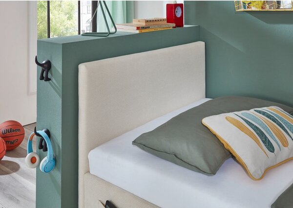 Letto da bambini beige imbottito con contenitore con rete inclusa 90x200 cm Cool – Meise Möbel