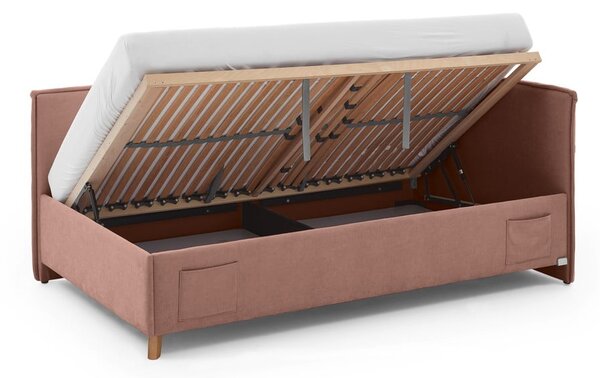 Letto da bambini con sponde rosa imbottito con contenitore con rete inclusa 140x200 cm Fun – Meise Möbel
