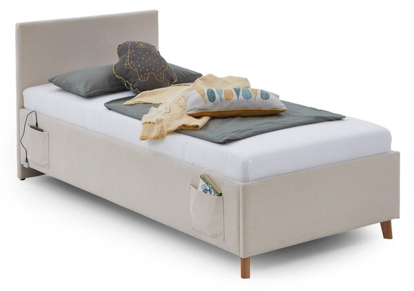 Letto da bambini beige imbottito con contenitore con rete inclusa 90x200 cm Cool – Meise Möbel