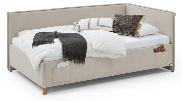 Letto da bambini con sponde beige imbottito con contenitore con rete inclusa 120x200 cm Fun – Meise Möbel