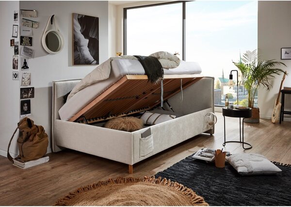 Letto da bambini con sponde beige imbottito con contenitore con rete inclusa 120x200 cm Fun – Meise Möbel