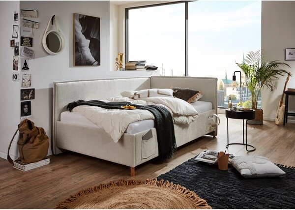 Letto da bambini con sponde beige imbottito con contenitore con rete inclusa 120x200 cm Fun – Meise Möbel