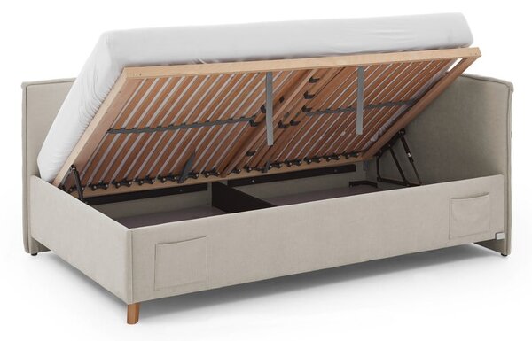 Letto da bambini con sponde beige imbottito con contenitore con rete inclusa 120x200 cm Fun – Meise Möbel