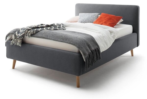 Letto matrimoniale imbottito color antracite con contenitore con rete inclusa 140x200 cm Mattis – Meise Möbel