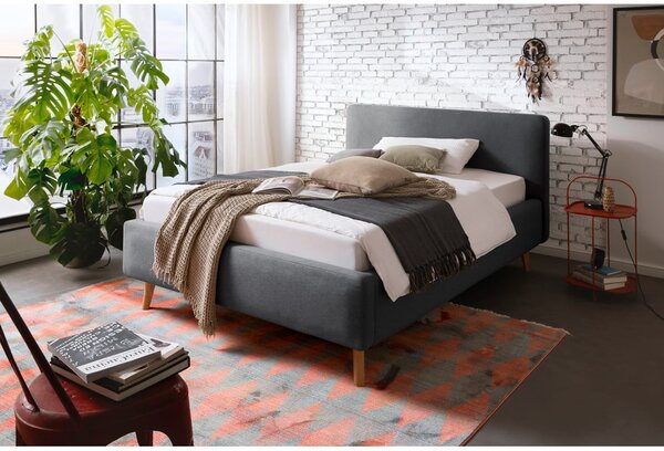 Letto matrimoniale imbottito color antracite con contenitore con rete inclusa 140x200 cm Mattis – Meise Möbel