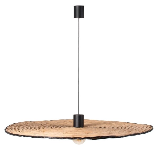 FARO 68590-70 - Lampadario su corda COSTAS 1xE27/15W/230V d. 100 cm nero/rattan