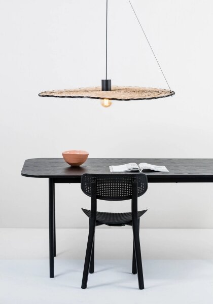 FARO 68590-70 - Lampadario su corda COSTAS 1xE27/15W/230V d. 100 cm nero/rattan